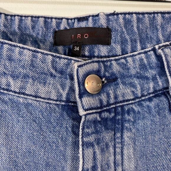 IRO Women's Blue Raw Hem Button Fly High Rise Straight Leg Jeans Size 34 - Picture 3 of 9